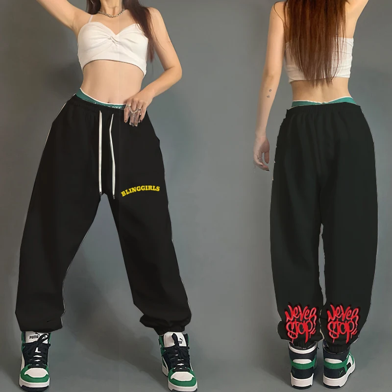 Loose Casual Jazz Dance Women's Sweatpants High Waist Street Sle Printed Trousers Harlan Pants Cotton Fabric Long Trousers