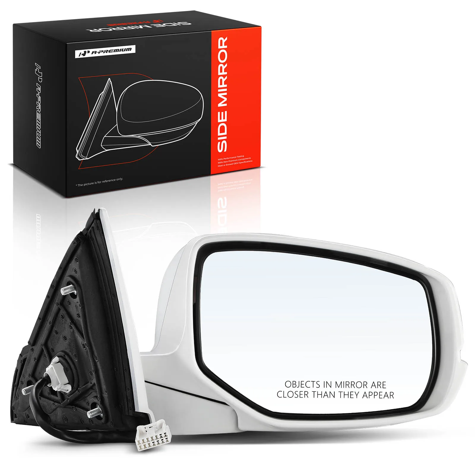 A-Premium Passenger Side Power Door Mirror for Honda Accord 2013-2017 Manual Folding Turn Signal Light Heated White