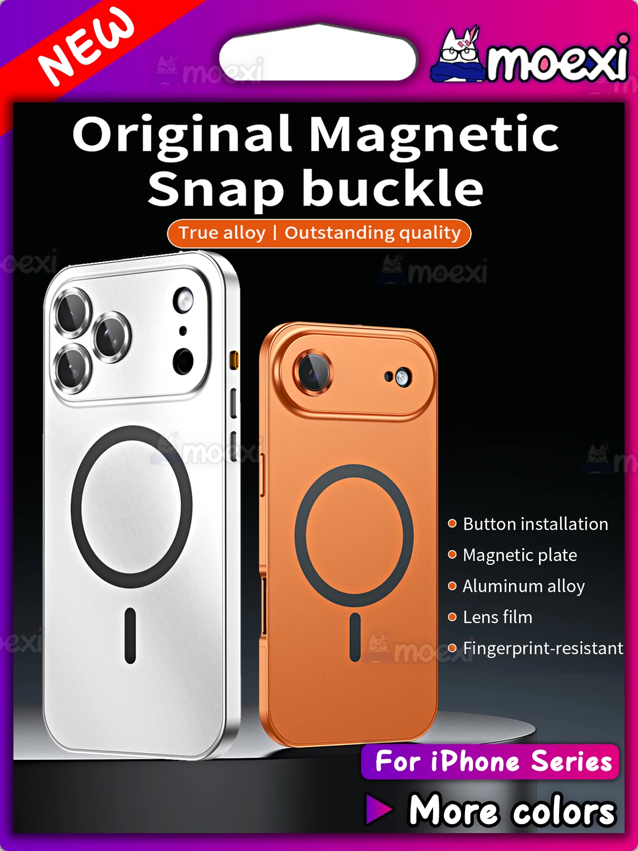 

Magnetic Aluminum Alloy Case for iPhone 17 Pro Max/Pro/Air with Lens Protection, Anti-Fingerprint Cover, Quick Snap Installation