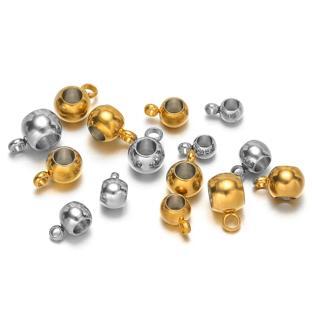 20pcs Gold Plated Stainless Steel 4/5/6mm Spacer Beads Bail Beads Pendant Bulk for DIY Jewelry Making Necklace Bracelet Supplies view 3