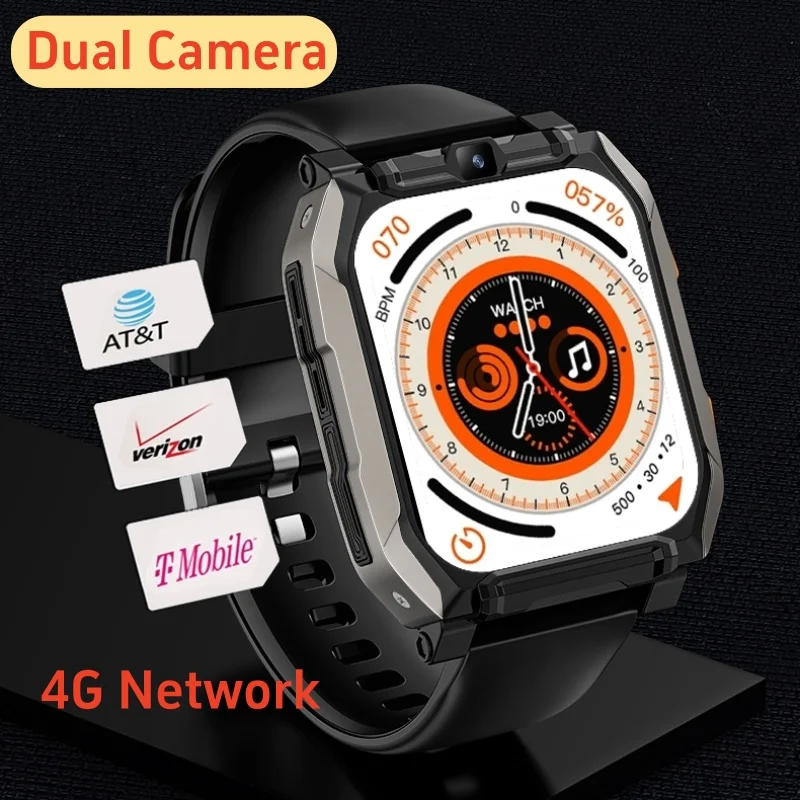 أندرويد 9 ساعة ذكية للرجال ، جوجل ، يوتيوب ، شبكة 4G ، كاميرا مزدوجة 5MP HD ، موقع GPS ، مكالمة تيك توك ، بطاقة Sim ، 100G ، جديدة