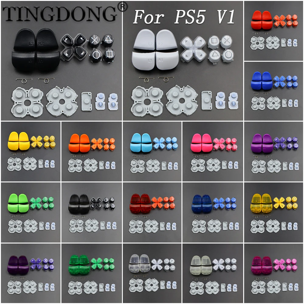 1Set Multiple Colors For PS5 V1 Controller BDM-010 L2 R2 L1 R1 Trigger Buttons With Springs D-Pad ABXY Button Conductive Rubber