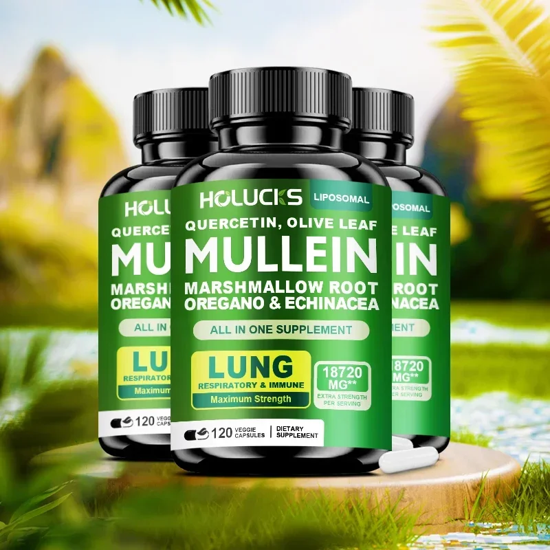 Mullein Leaf Capsules, Natural Mullein for Lung Cleanse Support，Support Healthy Respiratory Function & Mucous Membranes