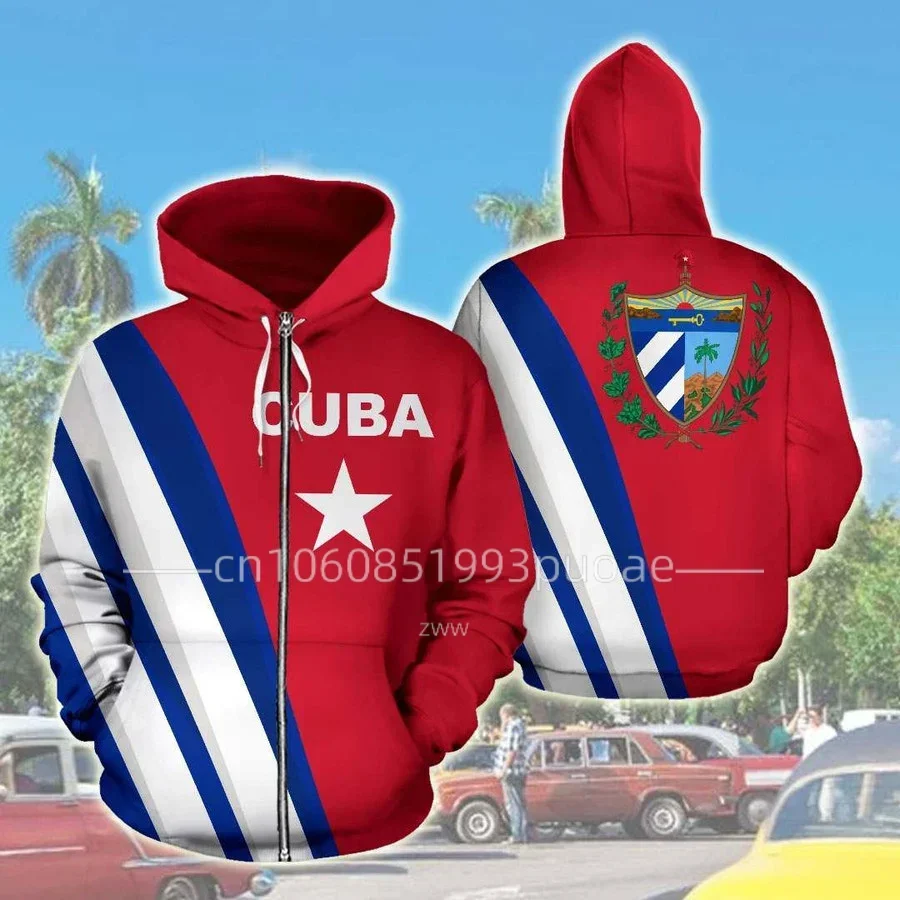 2024 3D Printing 2023 New Zipper Hoodie Street Unisex Cuba Somalia Eswatini Sudan Jamaica Flag Series Apparel