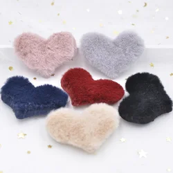 12Pcs Plush Patches Rabbit Hair Embellishment Heart Appliques for Clothing Craft Sewing Supplies DIY Hair Clips Ornament