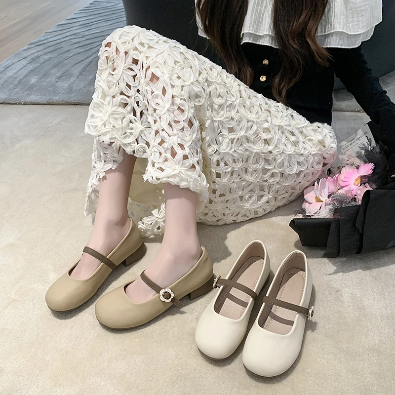 

2025 New Summer Round Toe Ladies Footwear Mary Jane Women's Flat Shoes Comfortable Fashion Elegant Dress Shoes Женская Обувь