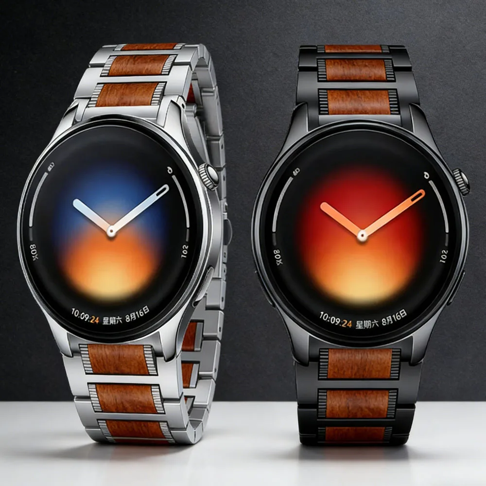 

Роскошный металлический ремешок из розового дерева 22 мм для Xiaomi Watch 5/S4-3-2-1, сменный браслет для OPPO Watch X X2 S/Realme Watch 5, ремешок для часов