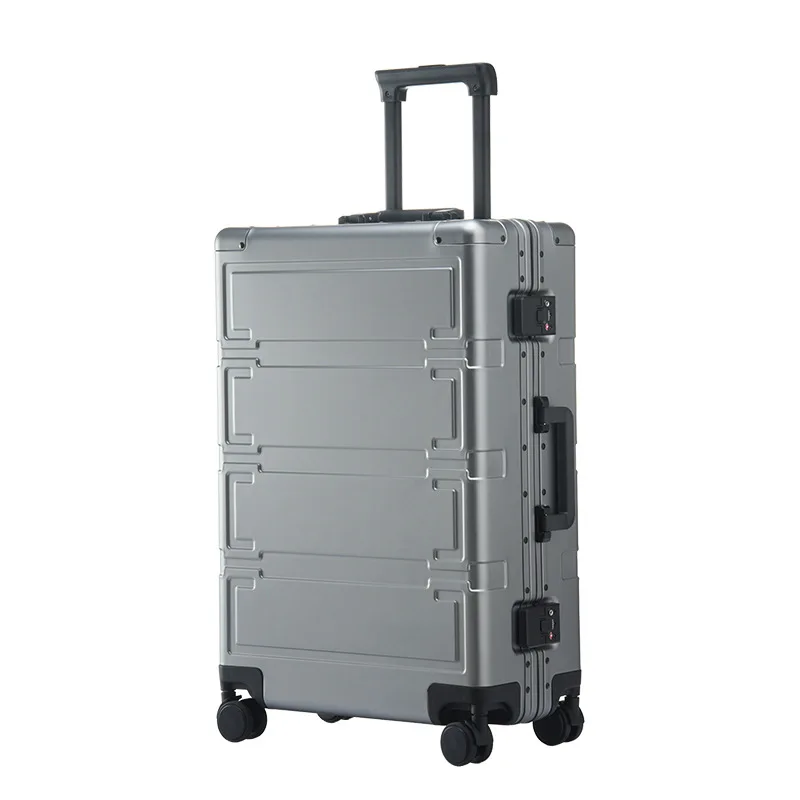 20/24/26/28 Inch Business Silver Kleur Rolling Bagage Hoge Kwaliteit Aluminium Trolley Koffer Carry Op Koffer Op mute Wielen