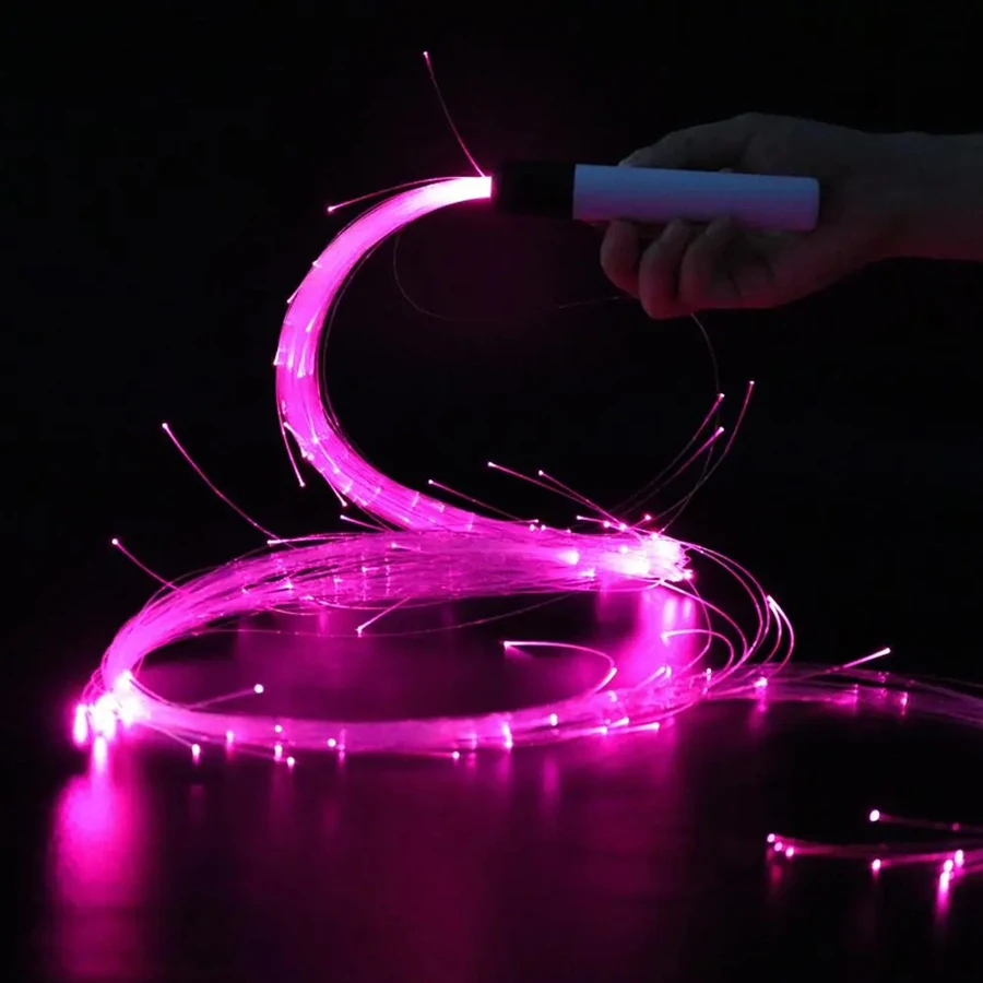 RGB Colors LED Fiber Optic Space Whip Dancing Whip Glowing Rave Toy Super Bright Light Up Whips for Dance and Party