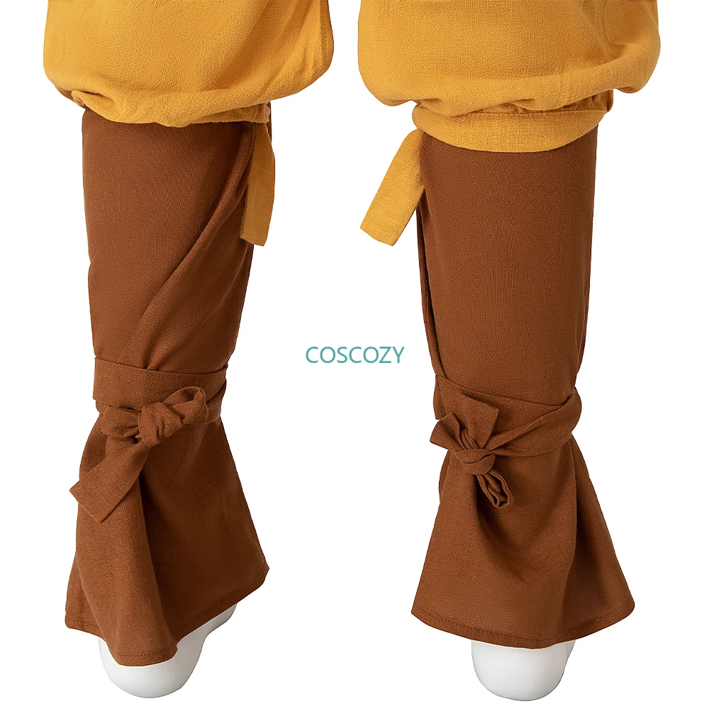 Aang Cosplay Traje com Manto Vermelho, Last Airbender, Top, Calças, Sapatos, Disfarce, Dia das Bruxas, Carnaval, Party Clothing Set