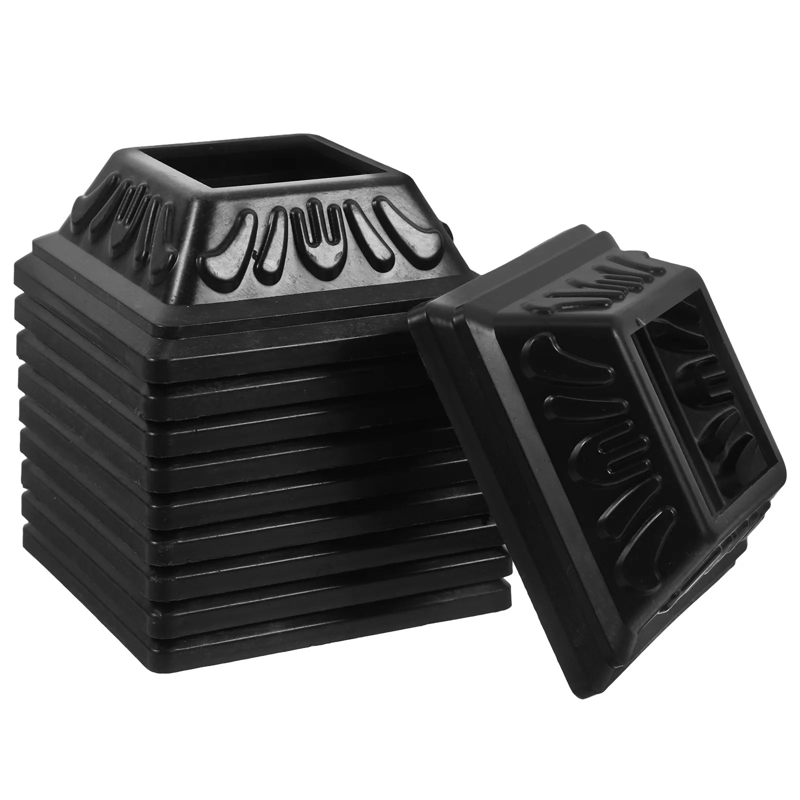 10Pcs Black PVC Post Skirt Cover for Vinyl Fence Deck Porch Railing Posts Easy Install Waterproof Post Base Protector Decorative