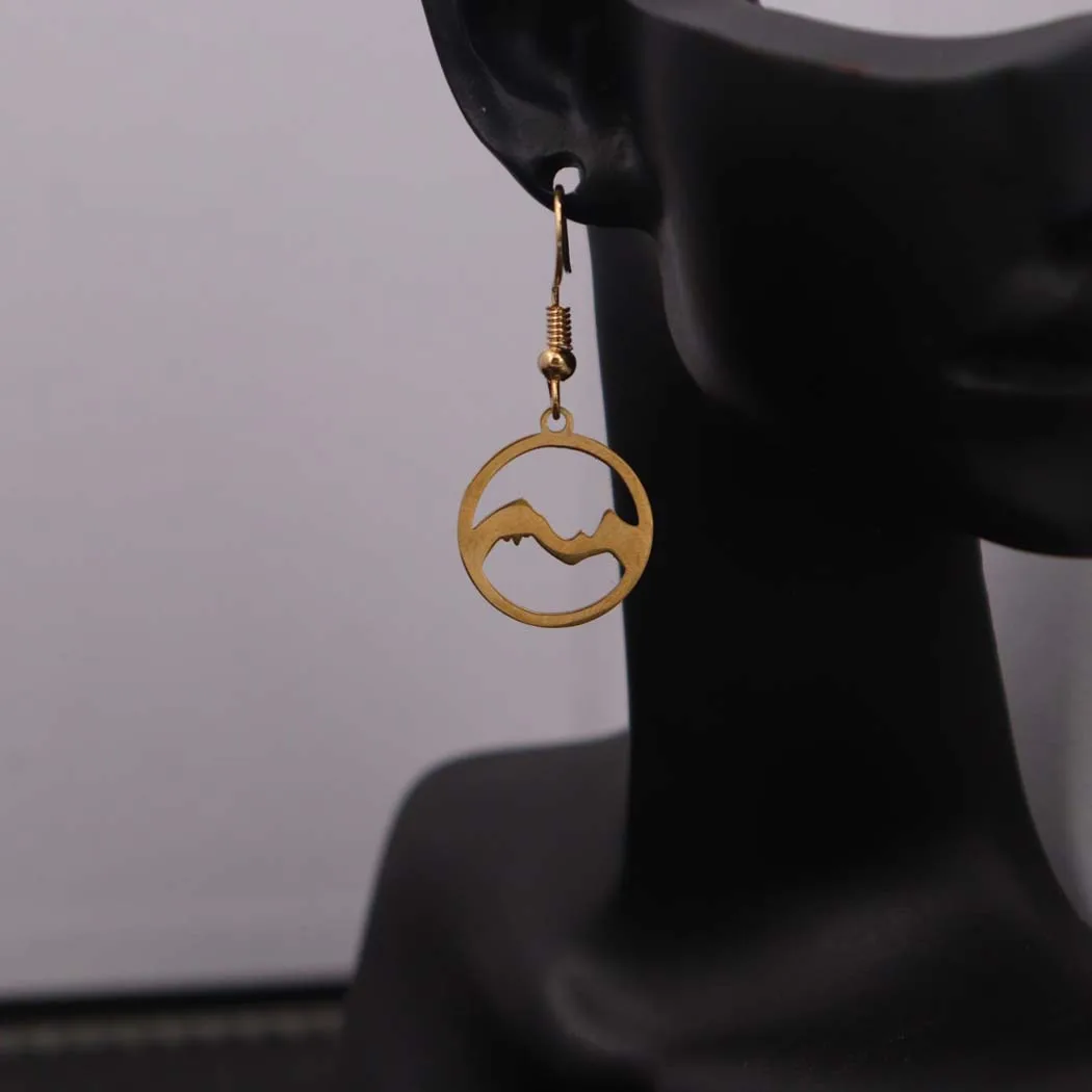 1 pair of mountain hollow-out earrings; high peak mountain pendant earrings jewelry gift