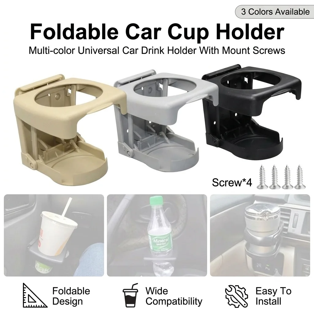 Universal Folding Car Cup Holder Black Drink Bottle Stand Mount Adjustable Auto Interior Organizer Multifunctional Car Styling