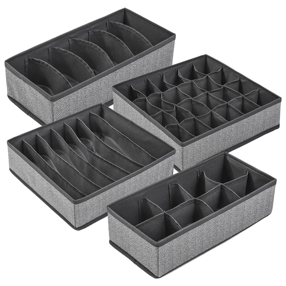 

4pcs Gray Wardrobe Underwear ganizer Clothing Bra Divider Foldable Sock Storage Drawer Nonwoven Oxford Cloth Small Item