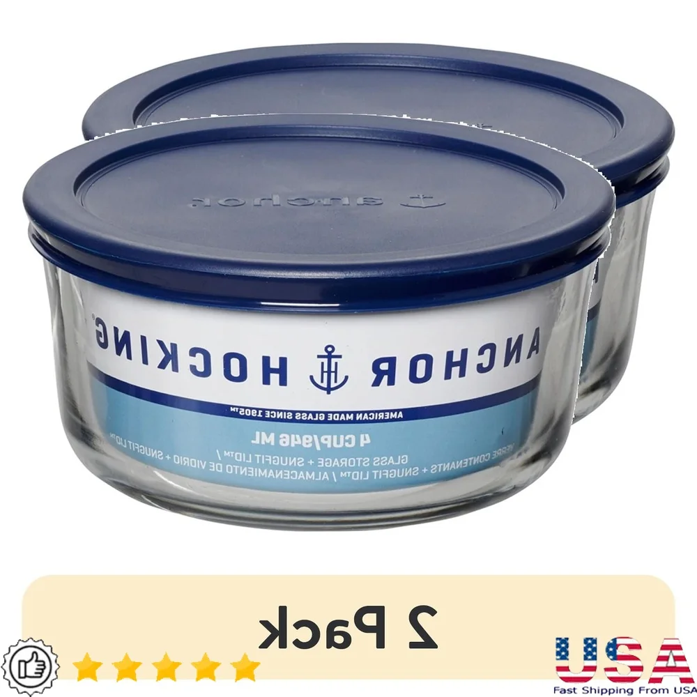 

Стеклянный контейнер для хранения продуктов питания, 2 упаковки, круглый, 4 чашки с крышкой, безопасный для микроволновой печи, прочный, без BPA, идеальное приготовление еды и организация