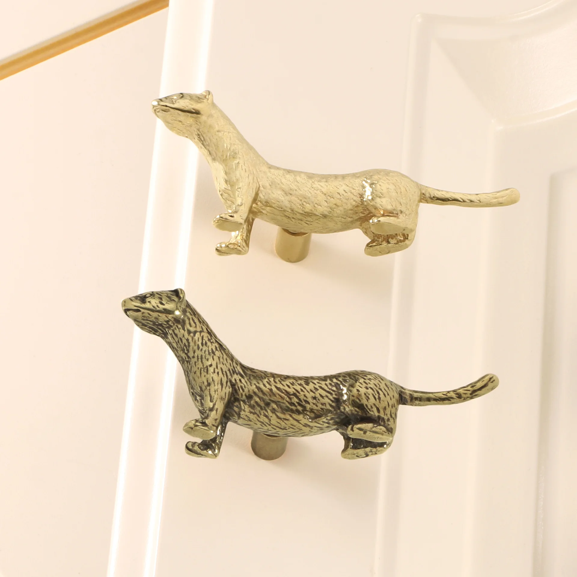 Retro Weasel Furniture Door Handle, Brass Animal-shaped Kitchen Wine Cabinet Door Handle, Closet Drawer Pull Handle DIY Hardware