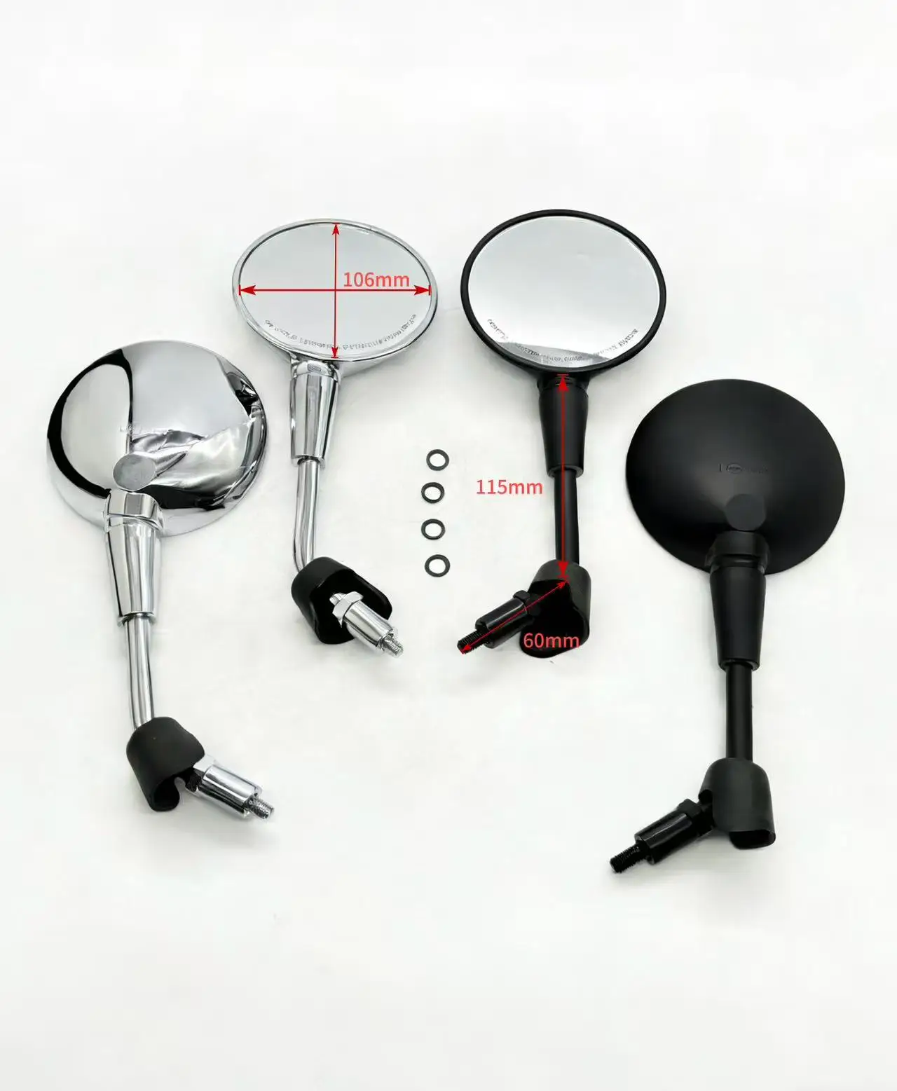 Universal 8mm Thread Motorcycle Mirrors - Pair Silver Chrome Retro Round Oval Mirrors for Scooter Motorbike Rear View