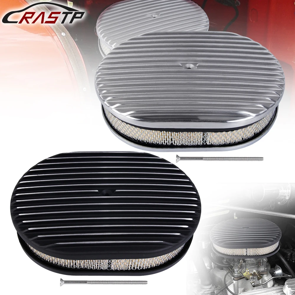 

RASTP-12 Inch Oval Full Finned Aluminum Air Cleaner with Washable Filter For 5 1/8" Carburetors OFI197