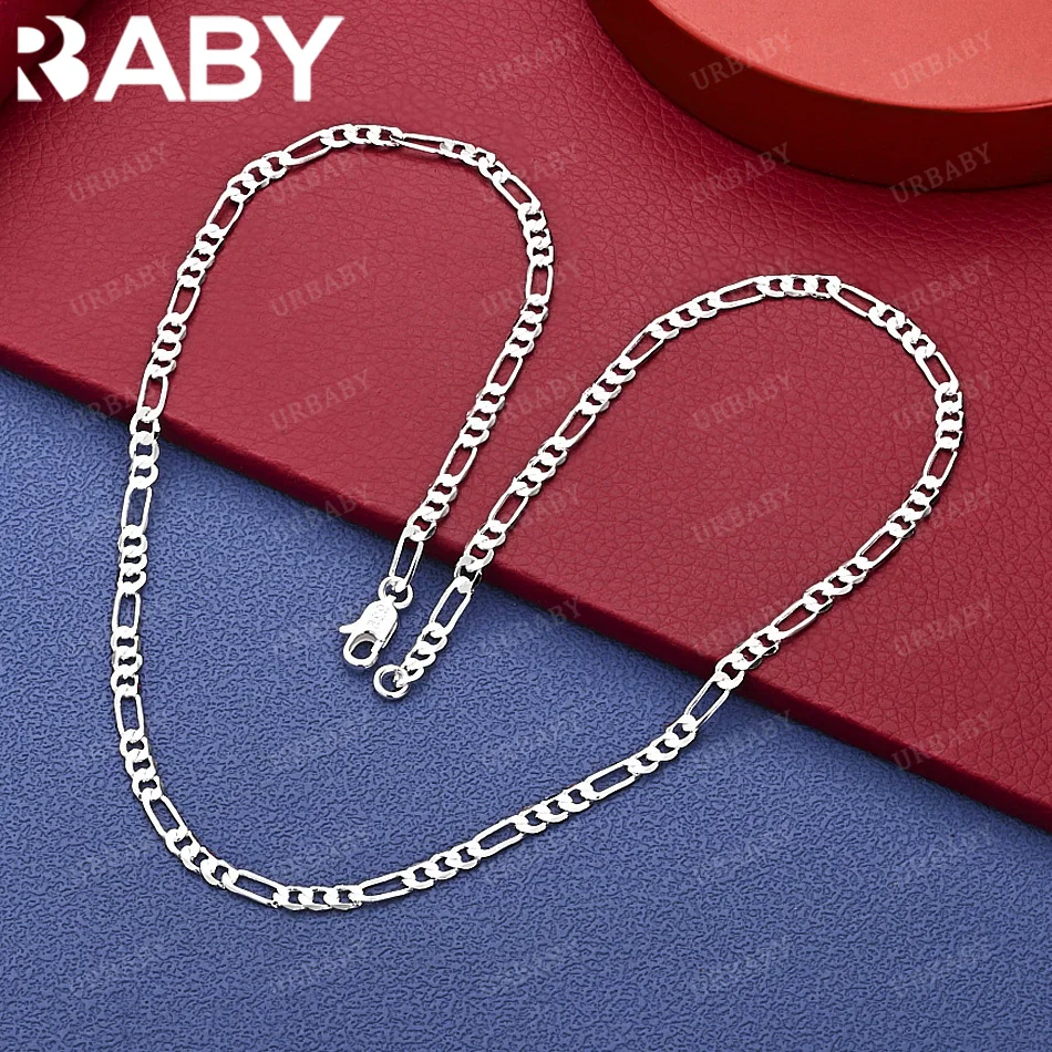 

URBABY 925 Sterling Silver 40-75cm 4mm Chain Necklace Anniversary Gift Popular Wild Fashion Romantic Jewelry
