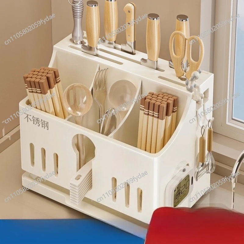 New Stainless Steel Knife Holder, Shelf, Wall Hanging Multi-function, Chopstick Cartridge Integrated Storage Box