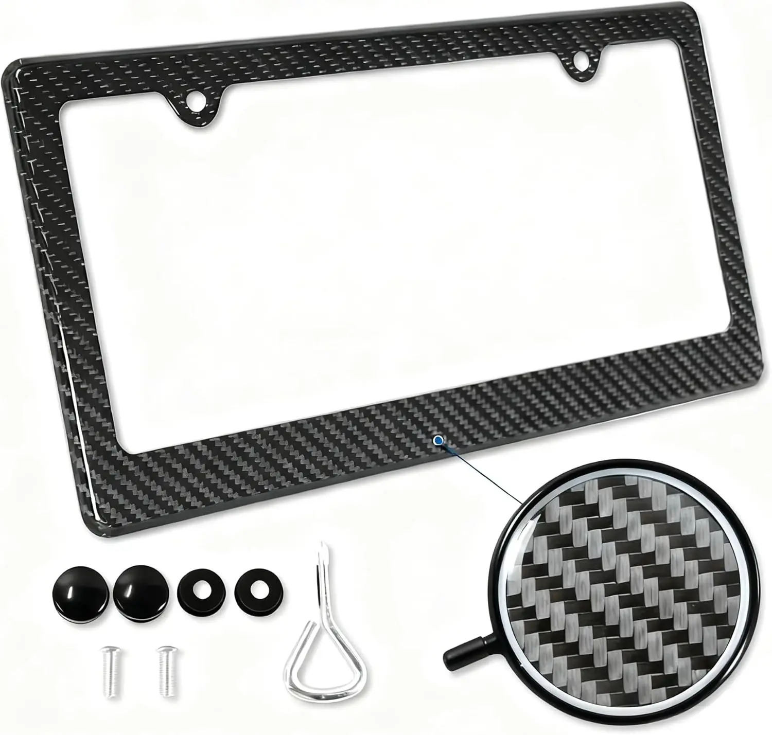 

Real Carbon Fiber License Plate Frame For US Car Tag Holder Cover with Screw Caps 2 Holes License Plate Frame 1pcs Universal