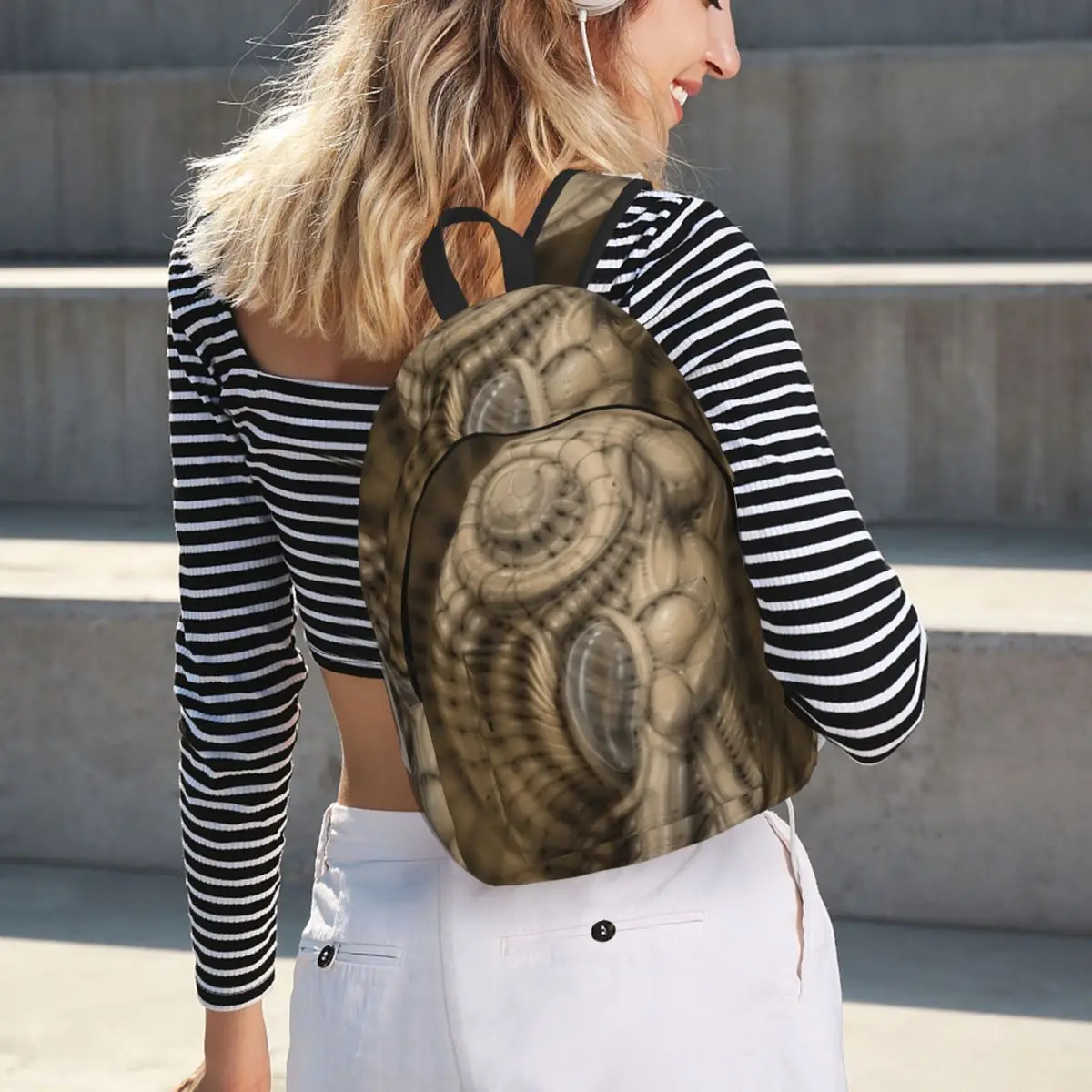 HR Giger Tribute Arm Backpack Student BookBag Children School Bag Computer Shoulder Bags for Men Women