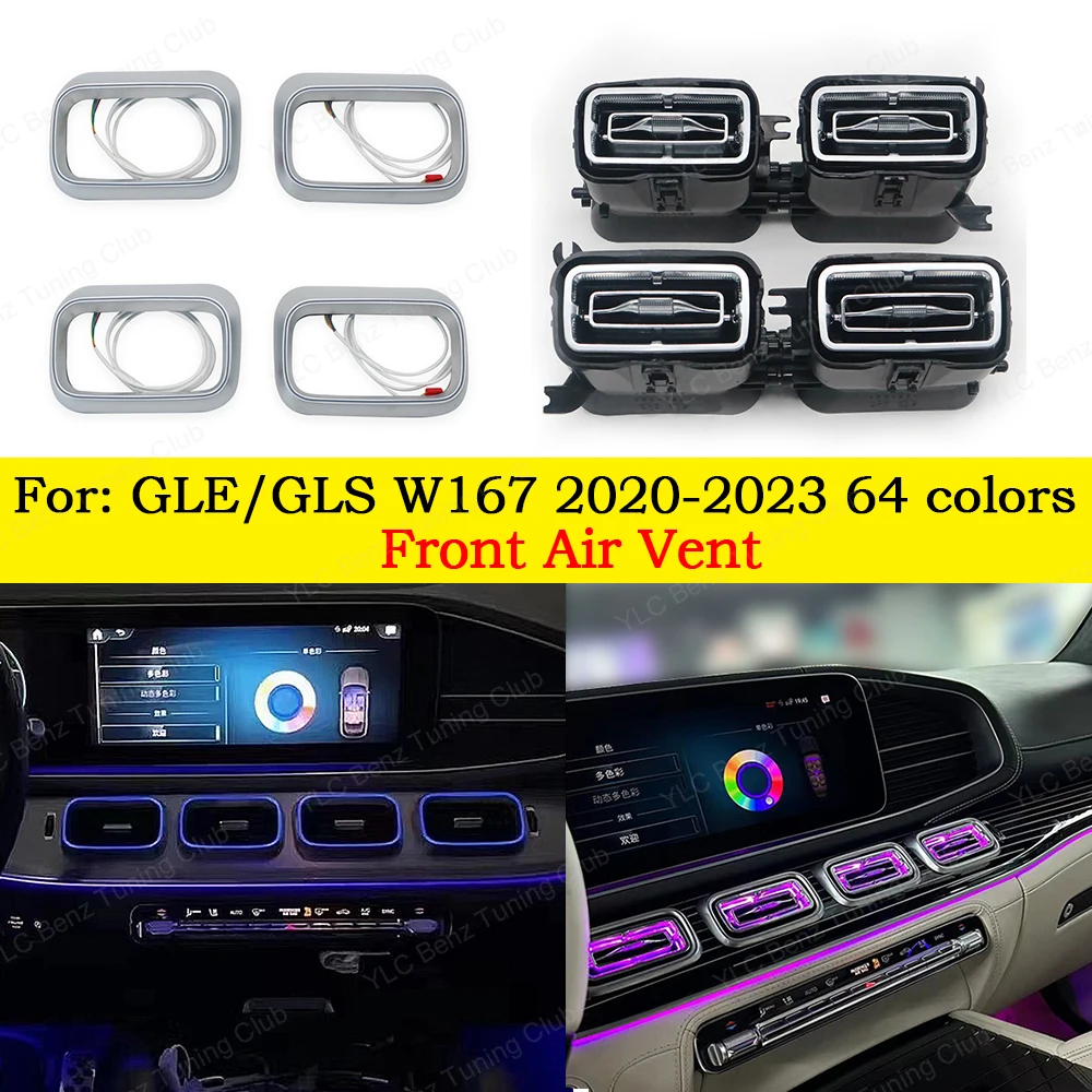 64 Colors LED Vent For Mercedes-Benz Ambient Light Air Condition Ambient Light Vents GLE GLS W167 X167