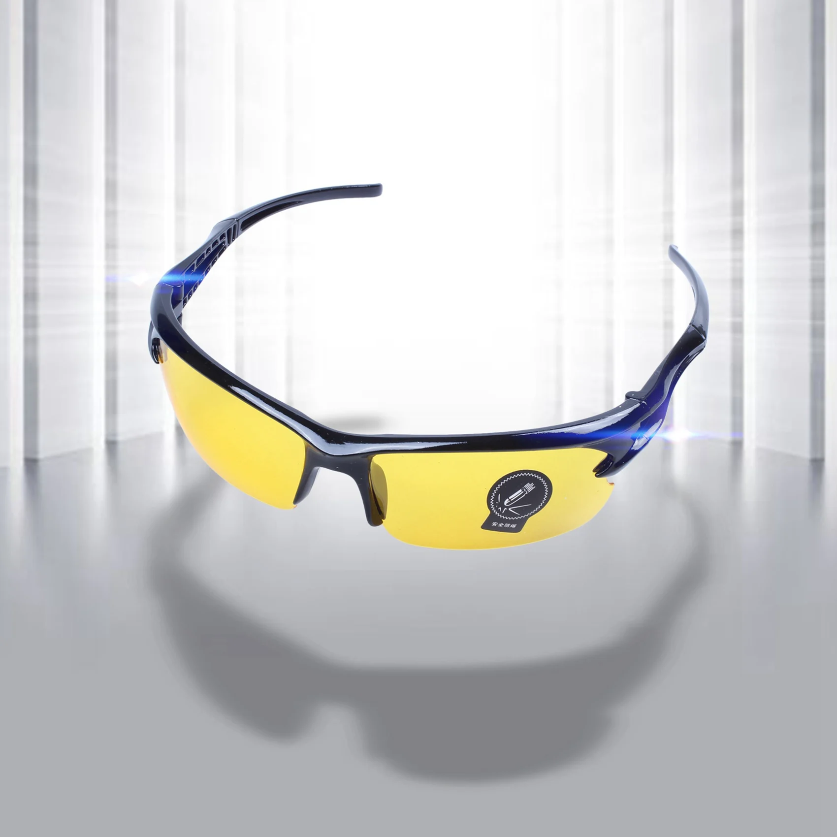 NEW-2X Black Frame Yellow Night Vision Sheet Outdoor Cycling Sunglasses