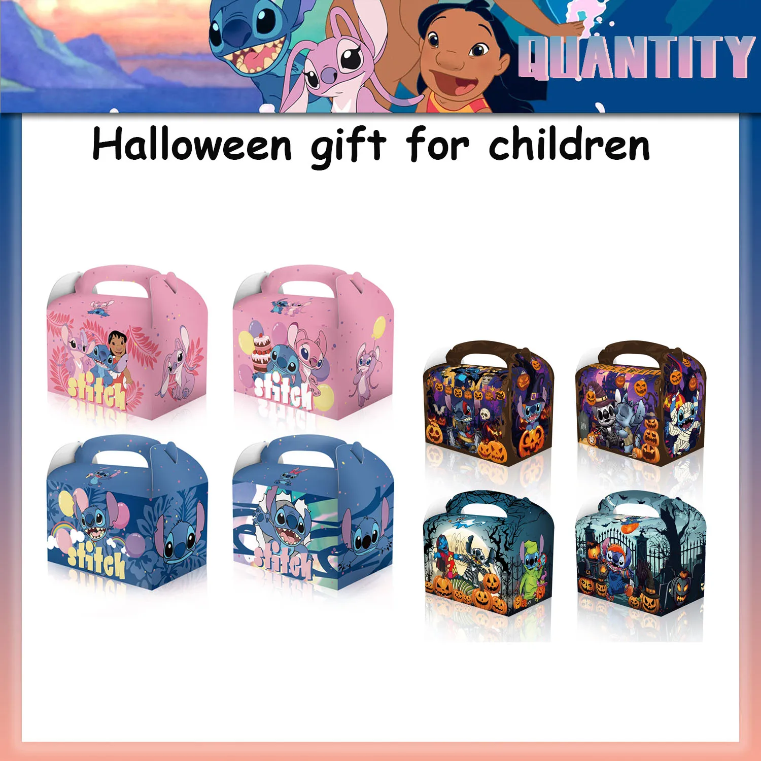 

12Pcs Disney Stitch Halloween Gift Packing Box Children's Party Gift Decorating Stitch Gift Box Candy Carton Halloween Gift