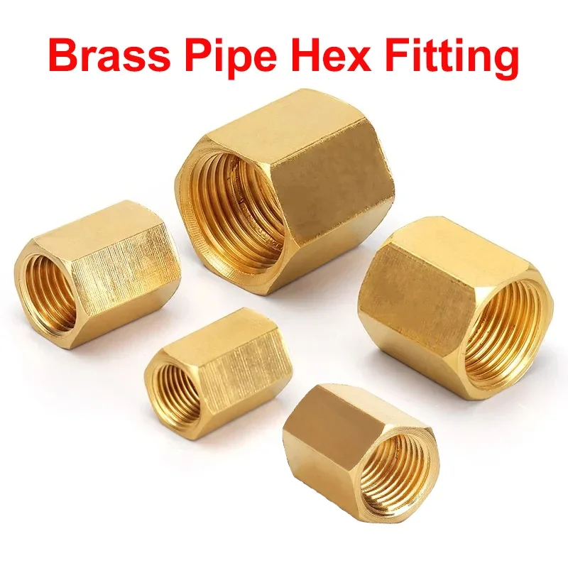 

10/50/200Pcs Brass Pipe Fittings 1/8" 1/4" 3/8" 1/2" 3/4" BSP Female Thread Hex Nut Rod Connector Coupling for Water Fuel Gas