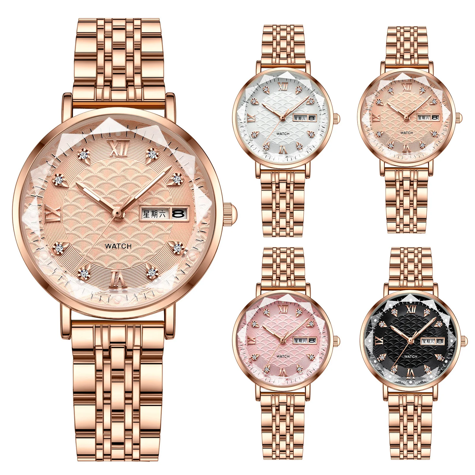 

Women's Watches Bracelet Luminous Easy to Read Diamond Round Dial Wristwatch for Girlfriend Birthday Gift