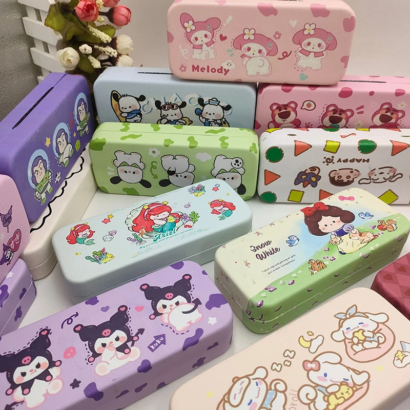 New Hello Kitty Y2K Glasses Case Sanrio Kawaii Animal Kuromi Pochacco Cartoon Cute Sunglasses Storage Box Portable Anti-Fall Toy