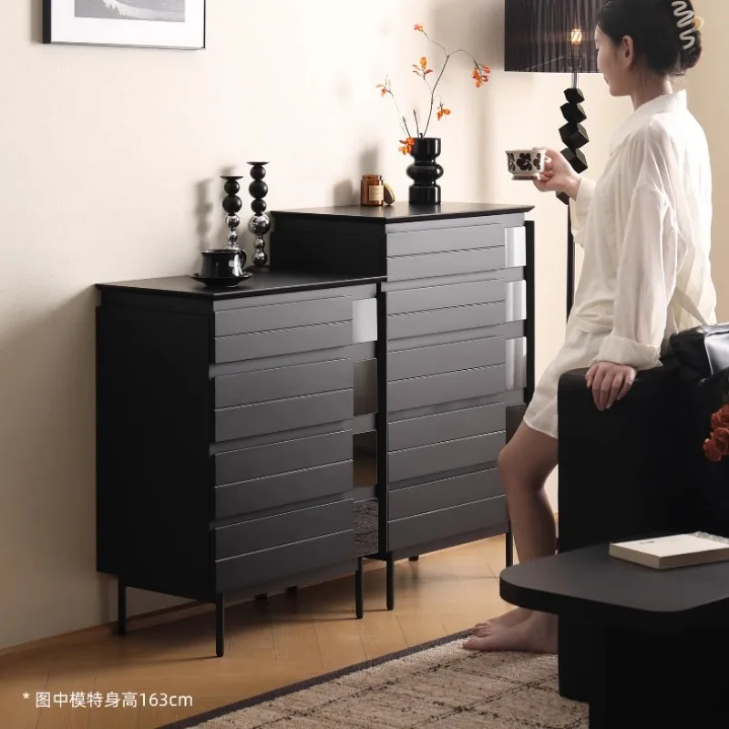 

Drawer type solid wood five-bucket storage cabinet