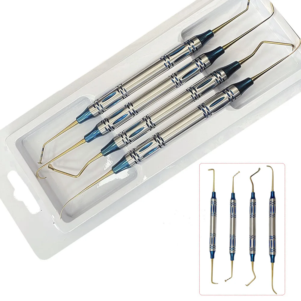 Aço inoxidável Implante Dentário Sinus Lift, Elevador de elevação, Ferramenta de instrumento, Double Ends, Autoclavável, 4pcs por conjunto