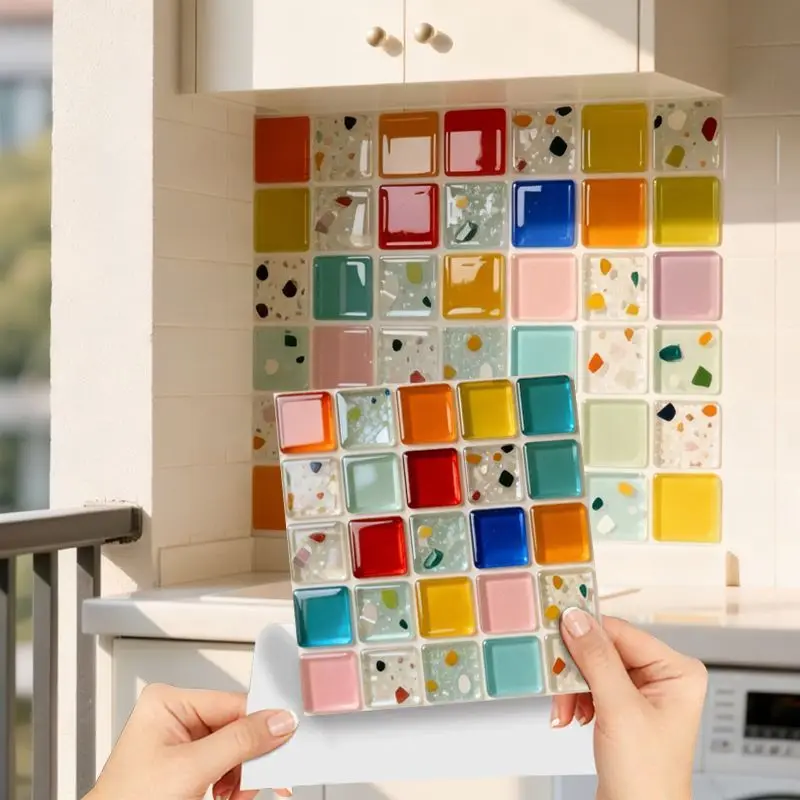 20 pieces crystal self-adhesive color mosaic three-dimensional tile sticker waterproof and anti-fouling kitchen bathroom