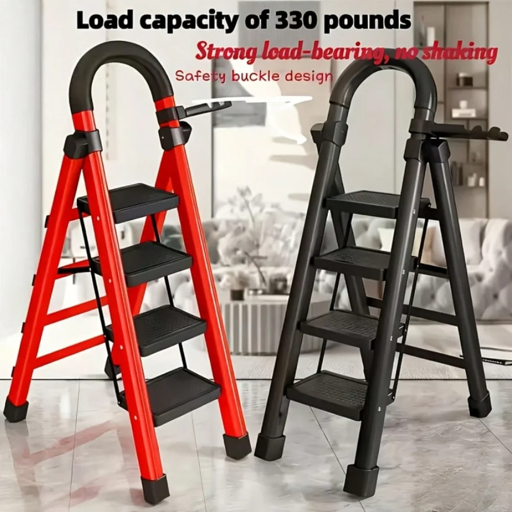 

330 Lbs Capacity Folding Step Ladder - Anti-Slip, Lightweight & Portable, 2/3/4/5 Steps Available, Heavy Duty for Home & Garage