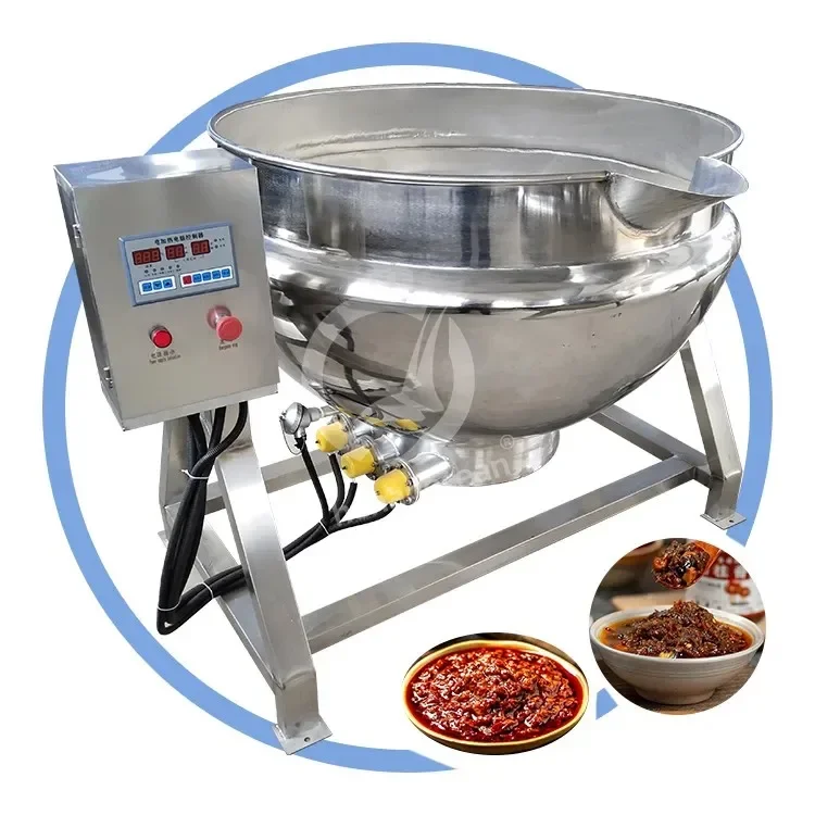 Industrial Automatic Tomato Sauce Making Cooking Pot Jacket Kettle Oil Jacketed Pots With Mixer Electric Jacketed Kettle Price