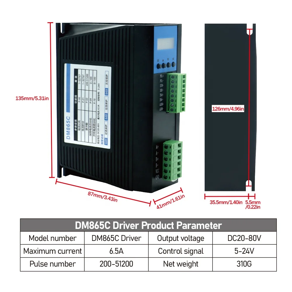 HLTNC NEMA34 86 Stepper Motor Driver DM865C  for Nema34 Motor 4.5NM 8.5NM 12NM 200-51200 PPR for Cnc