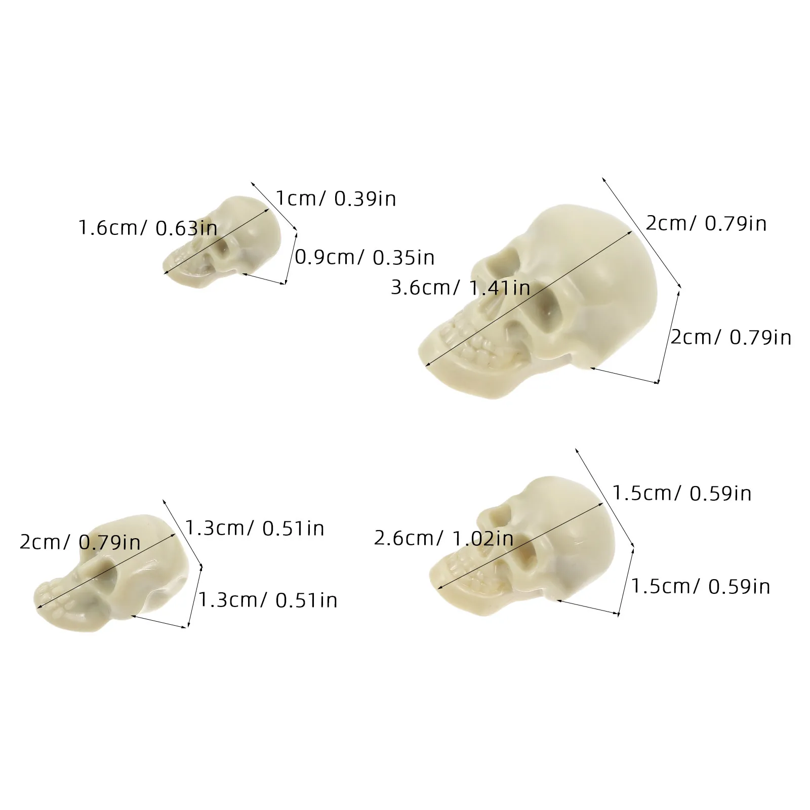 150Pcs Mini Plastic Skull Heads Realistic Small Skulls for Halloween Crafts Party Skull Decoration Haunted Prop