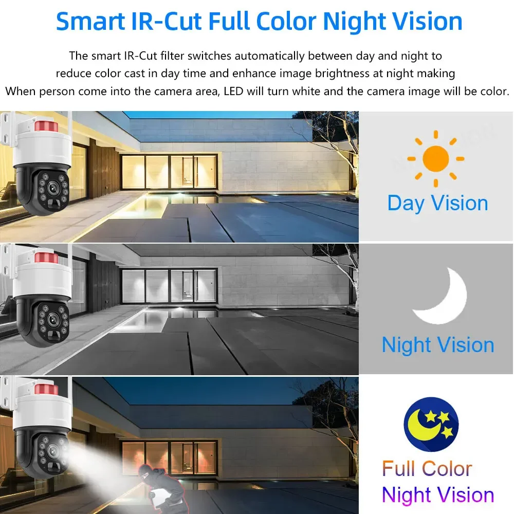 8MP PTZ WiFi Camera 50x Optical Zoom Wifi Outdoor Human AI Auto Tracking WiFi CCTV P2P Audio Surveillance CCTV Camera Tuya