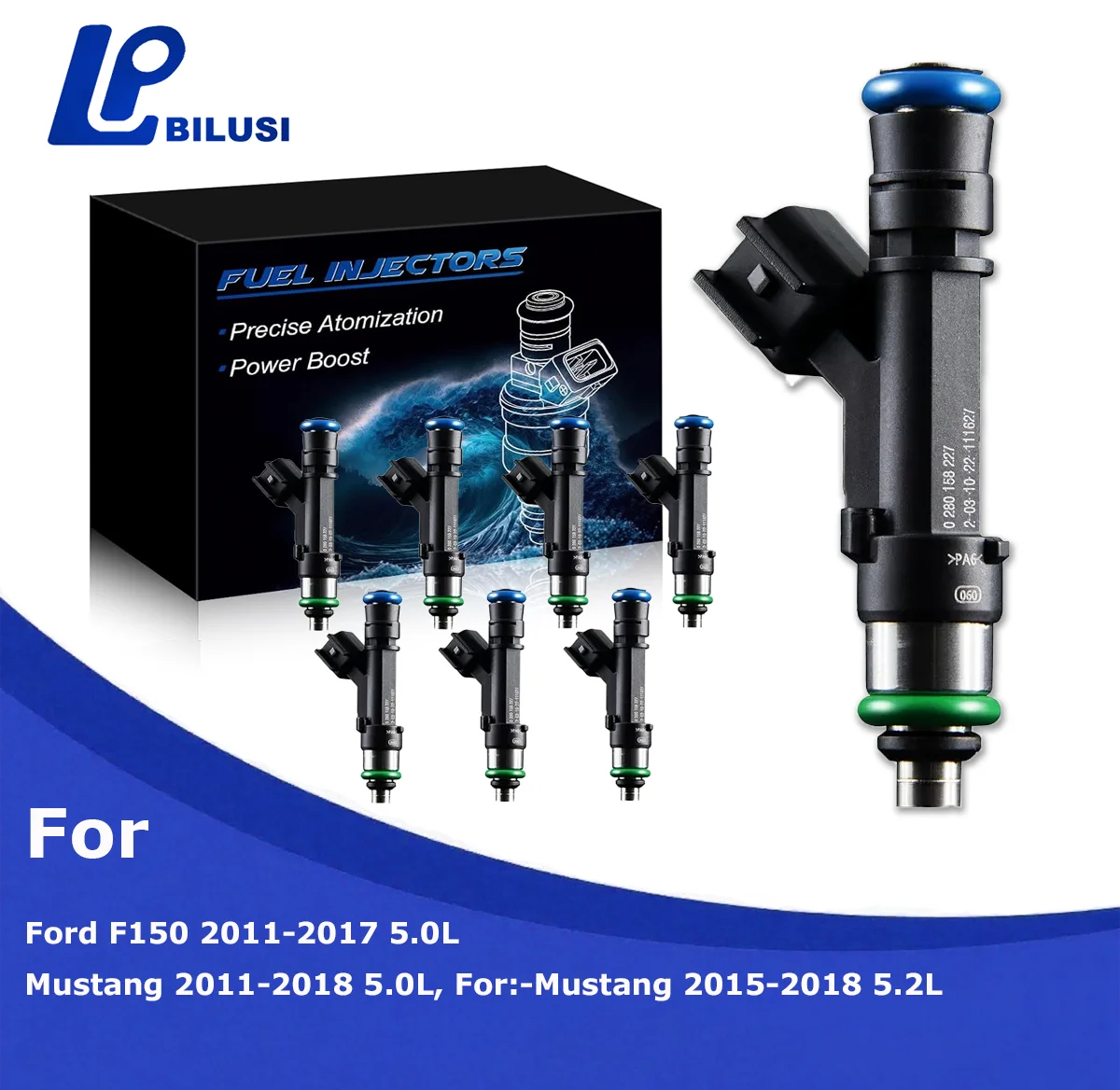 

Bilusi 0280158227 Fuel Injectors Fit For Ford F150 2011-20175.0L For Mustang 2011-2018 5.0L 5.2L BR3Z9F593A FJ1132