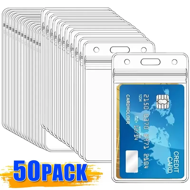 

50-10Pcs Waterproof Transparent Card Holder Plastic Protector Case Business Bus Bank Credit Card Protector ID Card Badge Holders