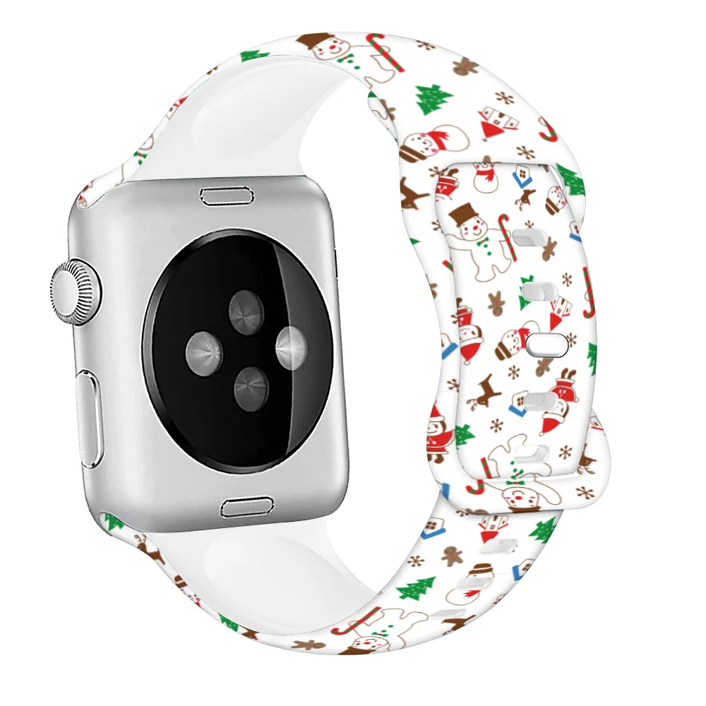 strap for Apple watch 49mm 44mm 46mm 45mm Christmas printed silicone watchband bracelet iWatch Ultra2 series 10 42mm 46mm