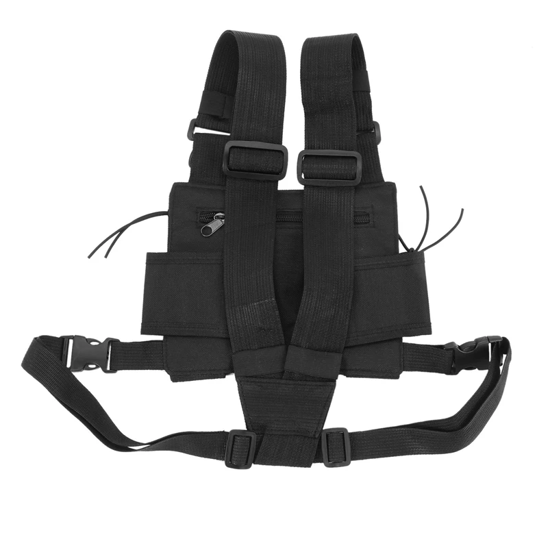 New-6X Radios Pocket Radio Chest Harness Chest Front Pack Pouch Holster Vest Rig Case For 2 Way For Baofeng UV-5R Black