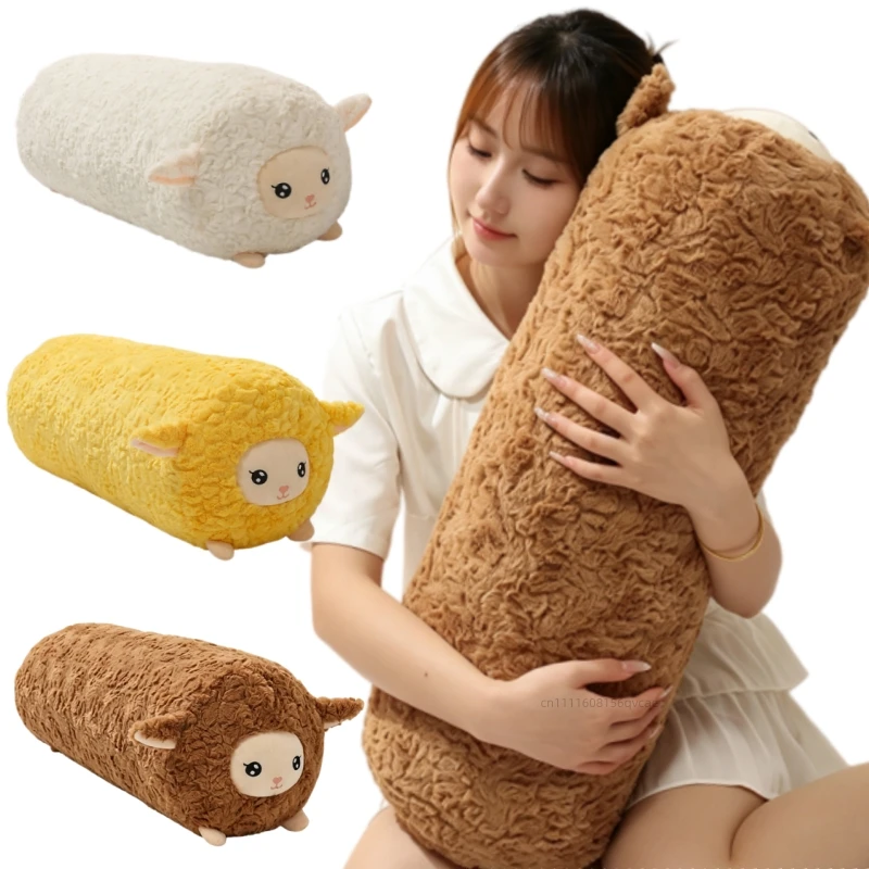 70cm Kawaii Soft Sheep Long Plush Pillow Stuffed Round Animal Pillow Sleeping Cushion Adorably Home Decor Gift For Girlfriend