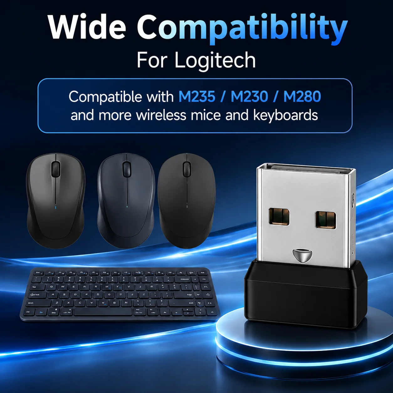 New Dual Channel Wireless USB Dongle Receiver for Logitech MK230 MK235 MK280 M310 M310T M320 M325 M330 M340 M345 M350Keyboard