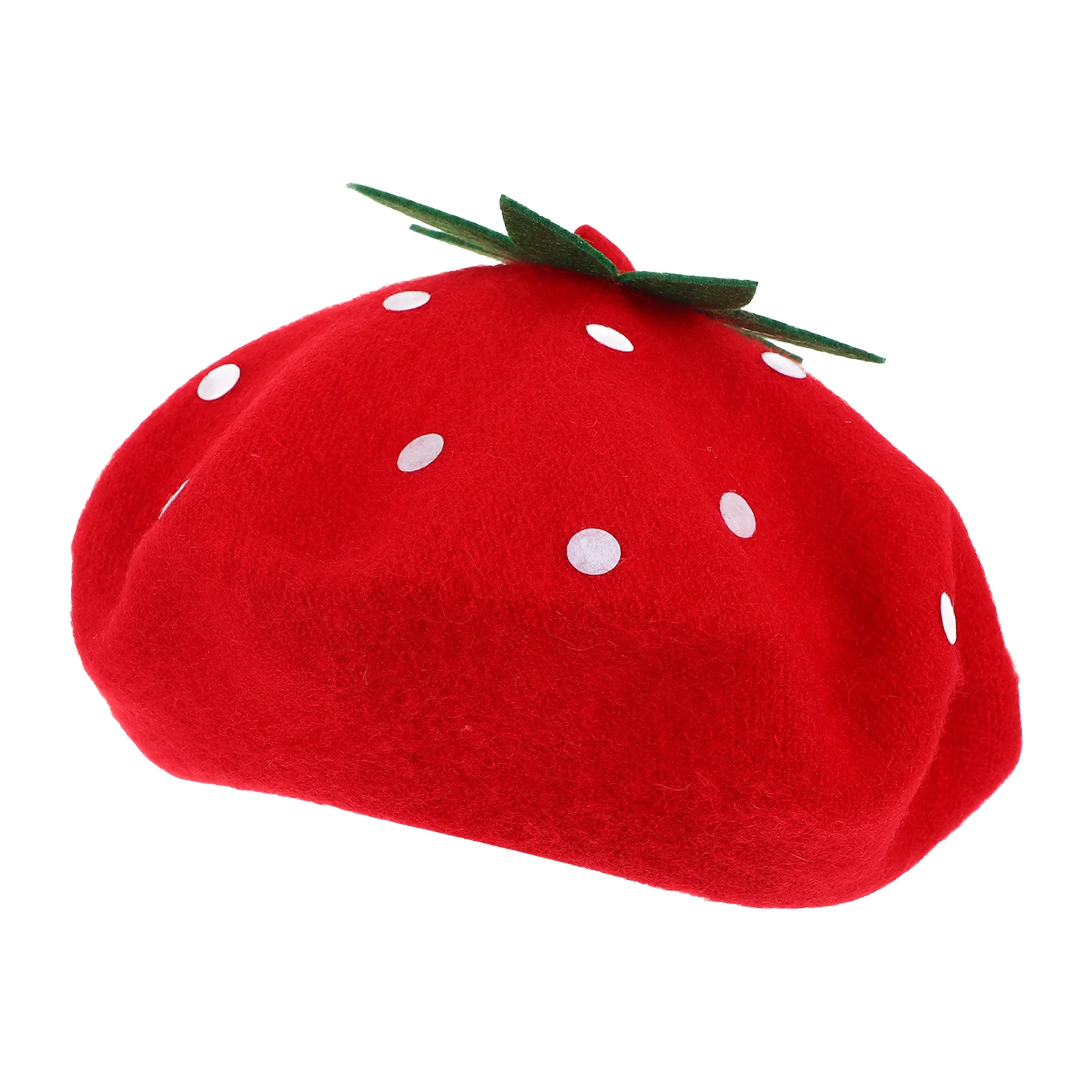 

Berets Strawberries Funny Hats for Kids Mushroom Fruit Cosplay Strawberry Bow Woolen Blend Girls Toddler Decorative Plush