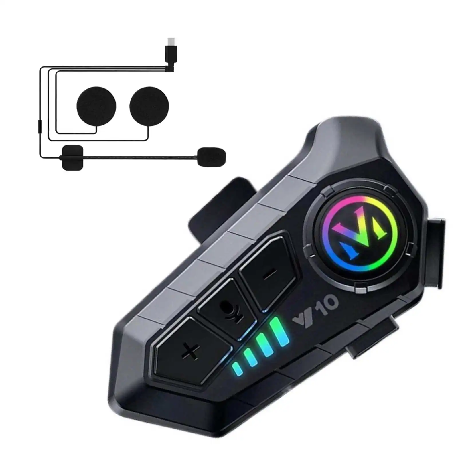 Motorcycle Helmet Bluetooth 5.3 Headset 1000mAh 32H IPX6 Waterproof 40mm Graphene HiFi AI Voice Control Dual Phone