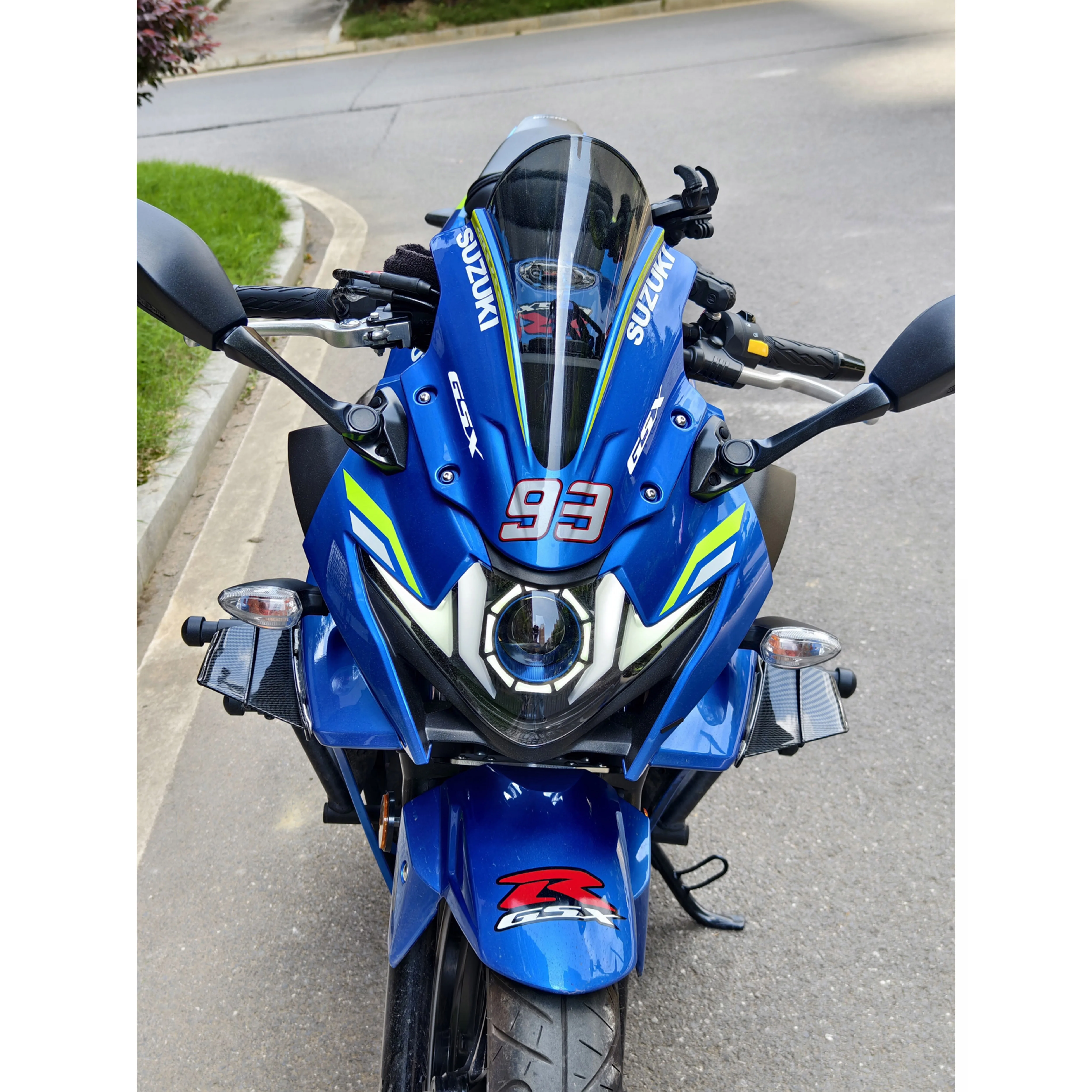 

Suzuki GSX250R 24 new and old universal modified blue paint windshield track printing customization