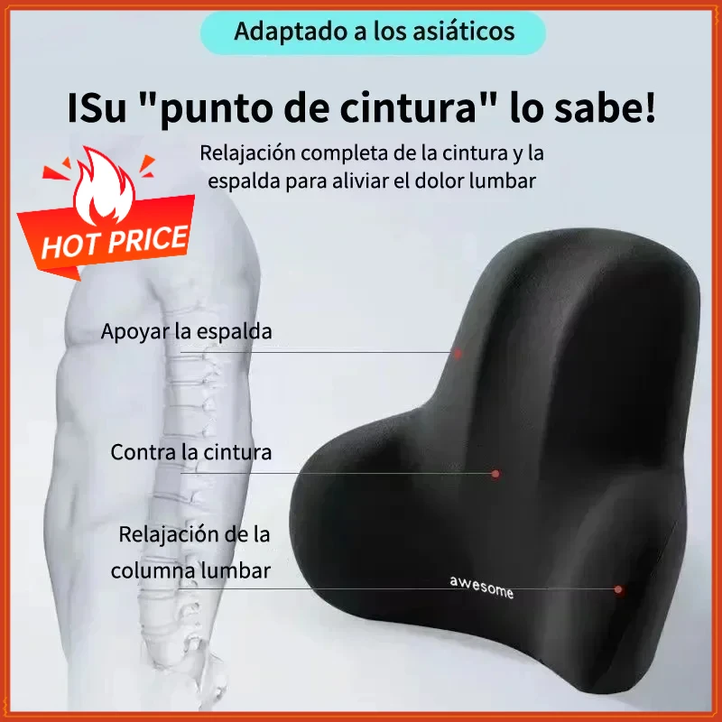 Memory Foam Lumbar Back Cushion for Car Office Gaming Chairs and Postpartum Waist Support Multi Functional Pain Relief Pillow